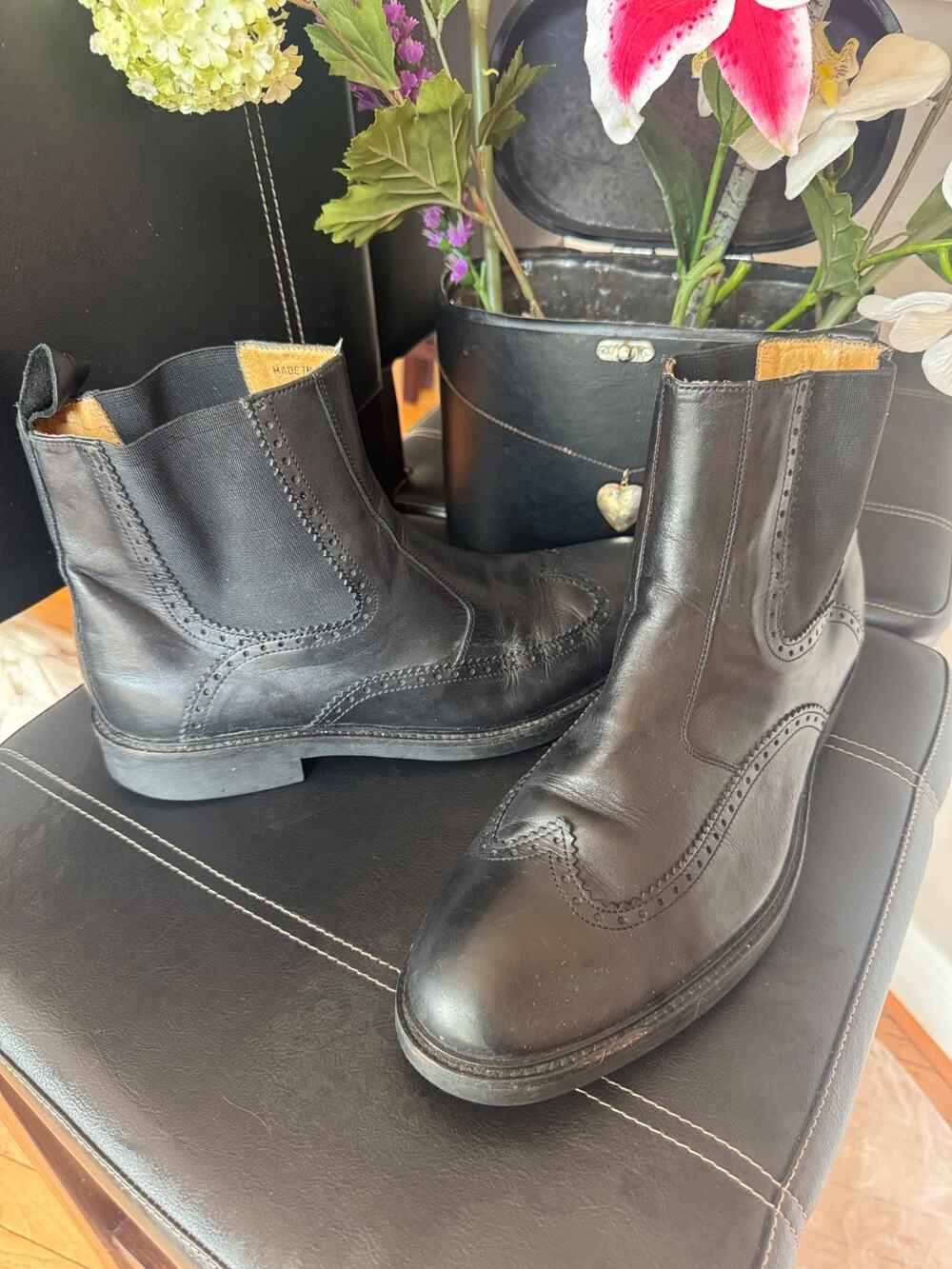 PAUL FREDRICK Brogue Ankle wingtip Chelsea Boot Men 11m (bota300